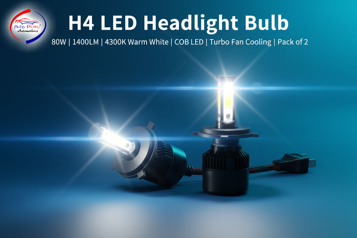 Auto Pearl H4 Bulb Type LED Headlight Bulb 80W 14000LM 4300K Warm White, 4-Side H4 Fog Light compatible with All Car (Pack of 2) (Copy)
