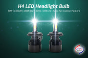 Auto Pearl H4 Bulb Type LED Headlight Bulb 80W 14000LM 4300K Warm White, 4-Side H4 Fog Light compatible with All Car (Pack of 2)