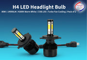 Auto Pearl H4 Bulb Type LED Headlight Bulb 80W 14000LM 4300K Warm White, 4-Side H4 Fog Light compatible with All Car (Pack of 2)