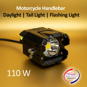 Auto Pearl Motorcycle Monster 110W Fog Light Set with tail light – Ultra Bright LED with Wiring Harness & Mounting Clamps | Universal Fit (1 Set)
