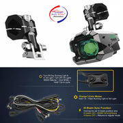 Auto Pearl Motorcycle Monster 110W Fog Light Set with tail light – Ultra Bright LED with Wiring Harness & Mounting Clamps | Universal Fit (1 Set)