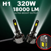 Auto Pearl H1-6500K 320W, 18000LM LED Headlight Bulb with rear cooling Fan for Car (Cool White Light LED Headlight Bulb)
