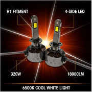 Auto Pearl H1-6500K 320W, 18000LM LED Headlight Bulb with rear cooling Fan for Car (Cool White Light LED Headlight Bulb)