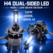 Auto Pearl H4-6500K 320W, 18000LM LED Headlight Bulb with rear cooling Fan for Car (Cool White Light LED Headlight Bulb)