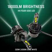 Auto Pearl H4-6500K 320W, 18000LM LED Headlight Bulb with rear cooling Fan for Car (Cool White Light LED Headlight Bulb)