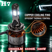 Auto Pearl H7-6500K 320W, 18000LM LED Headlight Bulb with rear cooling Fan for Car (Cool White Light LED Headlight Bulb)