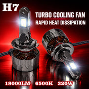 Auto Pearl H7-6500K 320W, 18000LM LED Headlight Bulb with rear cooling Fan for Car (Cool White Light LED Headlight Bulb)