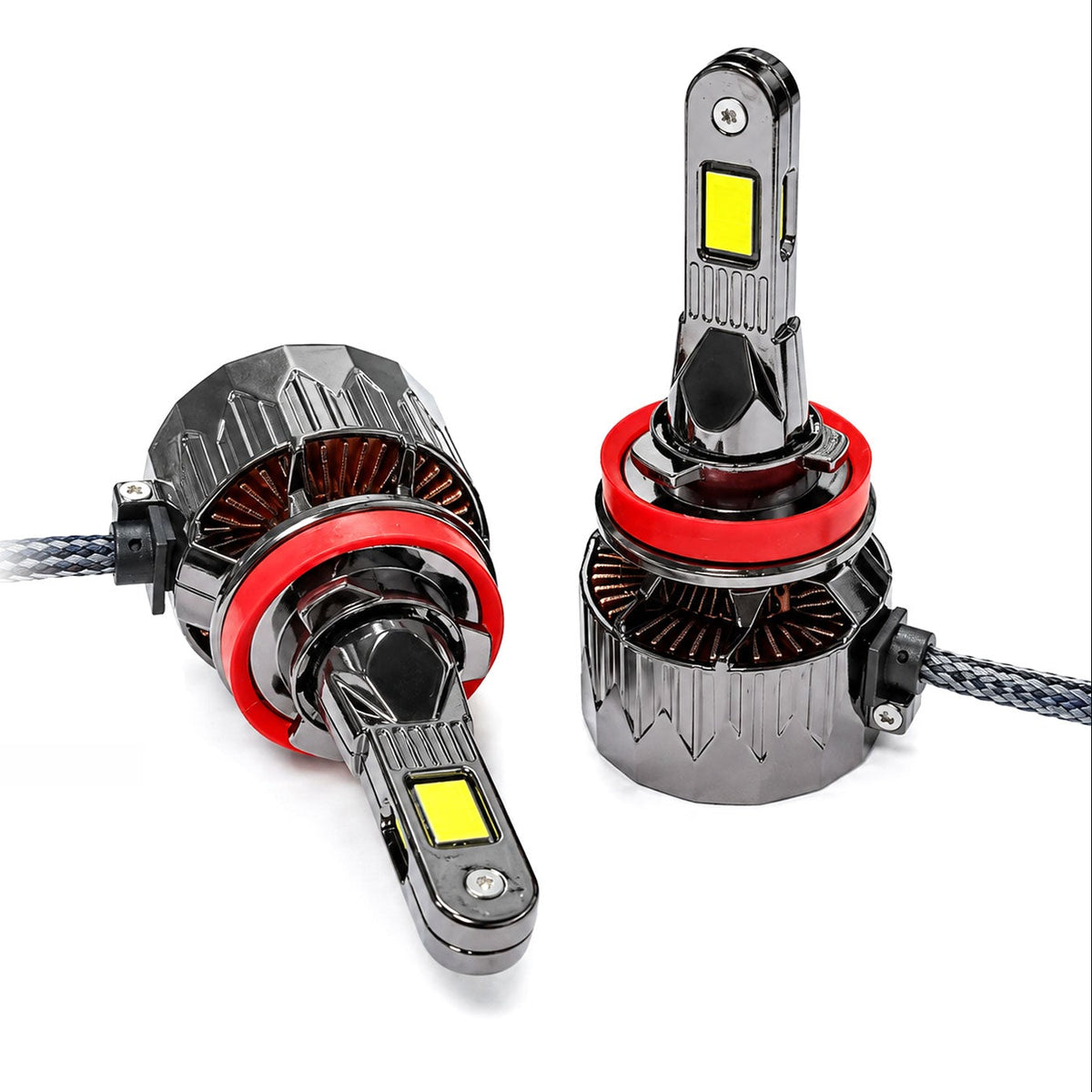 Auto Pearl H8/H9/H11-6500K 320W (160W Each), 18000LM LED Headlight Bulb with rear cooling Fan for Car (Cool White Light LED Headlight Bulb)