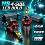 Auto Pearl H8/H9/H11-6500K 320W, 18000LM LED Headlight Bulb with rear cooling Fan for Car (Cool White Light LED Headlight Bulb)
