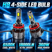 Auto Pearl H8/H9/H11-6500K 320W, 18000LM LED Headlight Bulb with rear cooling Fan for Car (Cool White Light LED Headlight Bulb)