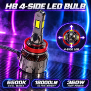 Auto Pearl H8/H9/H11-6500K 320W, 18000LM LED Headlight Bulb with rear cooling Fan for Car (Cool White Light LED Headlight Bulb)