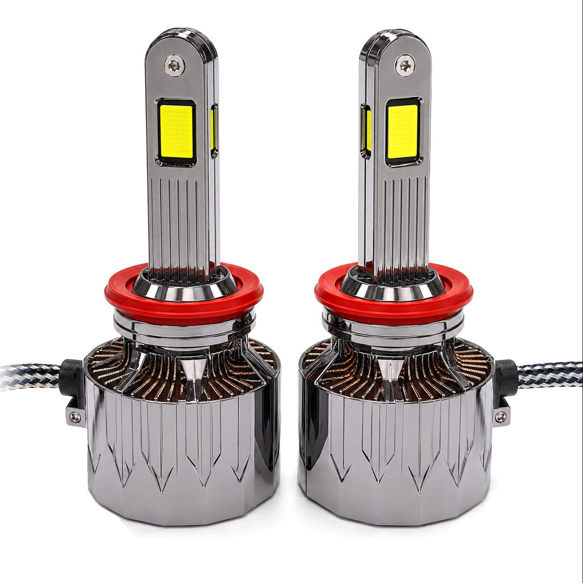 Auto Pearl H27-6500K 320W (160W Each), 18000LM LED Headlight Bulb with rear cooling Fan for Car (Cool White Light LED Headlight Bulb)