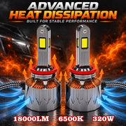 Auto Pearl H27-6500K 320W, 18000LM LED Headlight Bulb with rear cooling Fan for Car (Cool White Light LED Headlight Bulb)