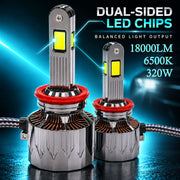 Auto Pearl H27-6500K 320W, 18000LM LED Headlight Bulb with rear cooling Fan for Car (Cool White Light LED Headlight Bulb)