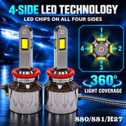 Auto Pearl H27-6500K 320W, 18000LM LED Headlight Bulb with rear cooling Fan for Car (Cool White Light LED Headlight Bulb)