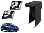 Auto Pearl Premium Car Armrest with Storage Box, High-Density Foam, Nappa Leatherette Black with double Stitching, No Obstruction to Rear Window Buttons, for Baleno-2022-2025