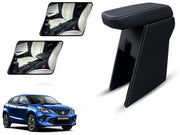 Auto Pearl Premium Car Armrest with Storage Box, High-Density Foam, Nappa Leatherette Black with double Stitching, No Obstruction to Rear Window Buttons, for Baleno-2022-2025