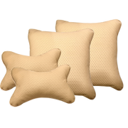 Leatherite Car Pillow Cushion for Car (Rectangular, Square, Pack of 4)