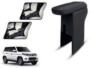 Auto Pearl Premium Car Armrest with Storage Box, High-Density Foam, Nappa Leatherette Black with double Stitching, No Obstruction to Rear Window Buttons, for Bolero Neo 2021