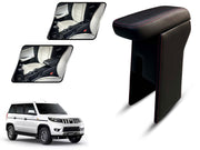 Auto Pearl Premium Car Armrest with Storage Box, High-Density Foam, Nappa Leatherette Black with double Stitching, No Obstruction to Rear Window Buttons, for Bolero Neo 2021