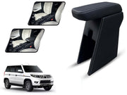 Auto Pearl Premium Car Armrest with Storage Box, High-Density Foam, Nappa Leatherette Black with double Stitching, No Obstruction to Rear Window Buttons, for Bolero Neo 2021