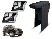 Auto Pearl Premium Car Armrest with Storage Box, High-Density Foam, Nappa Leatherette Black with double Stitching, No Obstruction to Rear Window Buttons, for Bolero-SLX-(2011-2019)