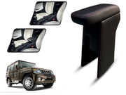 Auto Pearl Premium Car Armrest with Storage Box, High-Density Foam, Nappa Leatherette Black with double Stitching, No Obstruction to Rear Window Buttons, for Bolero-SLX-(2011-2019)