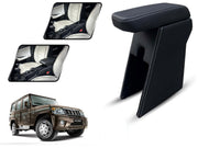 Auto Pearl Premium Car Armrest with Storage Box, High-Density Foam, Nappa Leatherette Black with double Stitching, No Obstruction to Rear Window Buttons, for Bolero-SLX-(2011-2019)