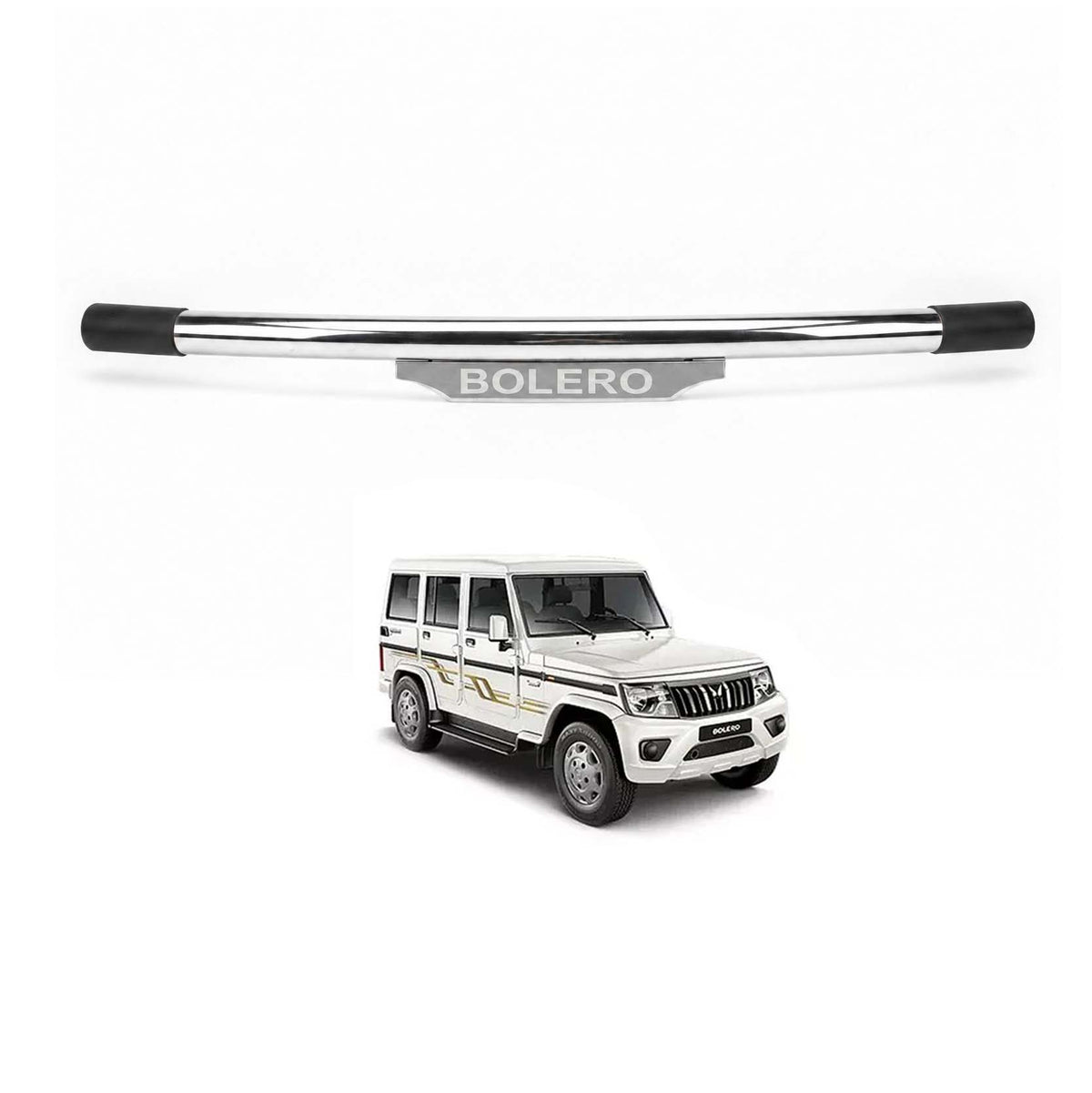 Auto Pearl Car Sleek Rear Stainless Steel Oval Crash Guard with Fitting Kit for Bolero 2020-2024