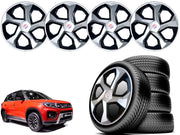 R16 Press Type Hub Cap Brezza-2020 Wheel Cover Replacements for OEM Steel Wheels Polypropylene Material with Retention Ring | Set of 4 Pcs