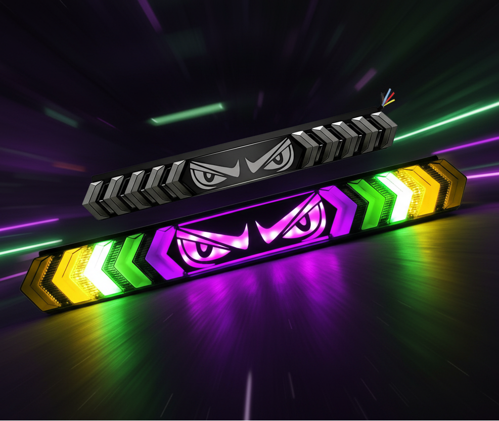 Auto Pearl Light Bar with Eyes Decal, Adjustable Turn Signal/Brake/Running Light (Pack of 1)