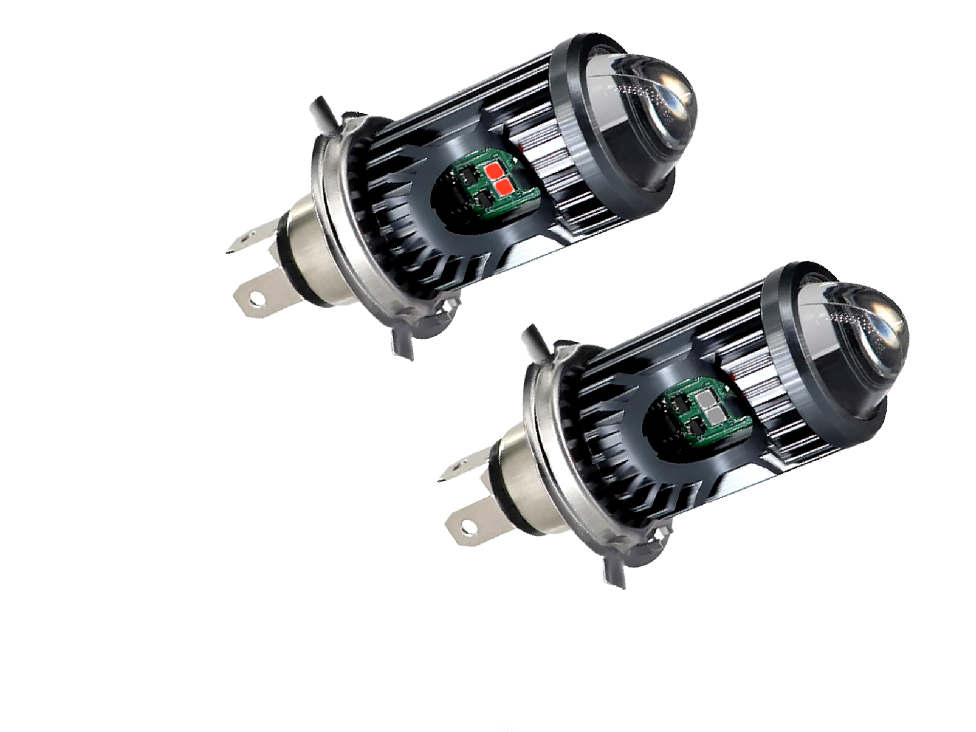 Auto Pearl Motorcycle H4 35W LED Headlight Dual Beam White and Yellow light and Red-Blue light with Flashing light compatible with All Bikes and H4 Car