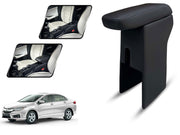 Auto Pearl Premium Car Armrest with Storage Box, High-Density Foam, Nappa Leatherette Black with double Stitching, No Obstruction to Rear Window Buttons, for City 2016