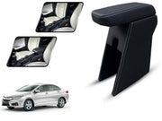 Auto Pearl Premium Car Armrest with Storage Box, High-Density Foam, Nappa Leatherette Black with double Stitching, No Obstruction to Rear Window Buttons, for City 2016