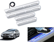 Auto Pearl Car Door Foot Step Led Sill/Scuff Plates With Mirror Finish Compatible with All Models (Set of 4)