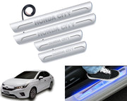 Auto Pearl Car Door Foot Step Led Sill/Scuff Plates With Mirror Finish Compatible with All Models (Set of 4)