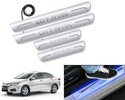 Auto Pearl Car Door Foot Step Led Sill/Scuff Plates With Mirror Finish Compatible with All Models (Set of 4)