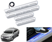 Auto Pearl Car Door Foot Step Led Sill/Scuff Plates With Mirror Finish Compatible with All Models (Set of 4)