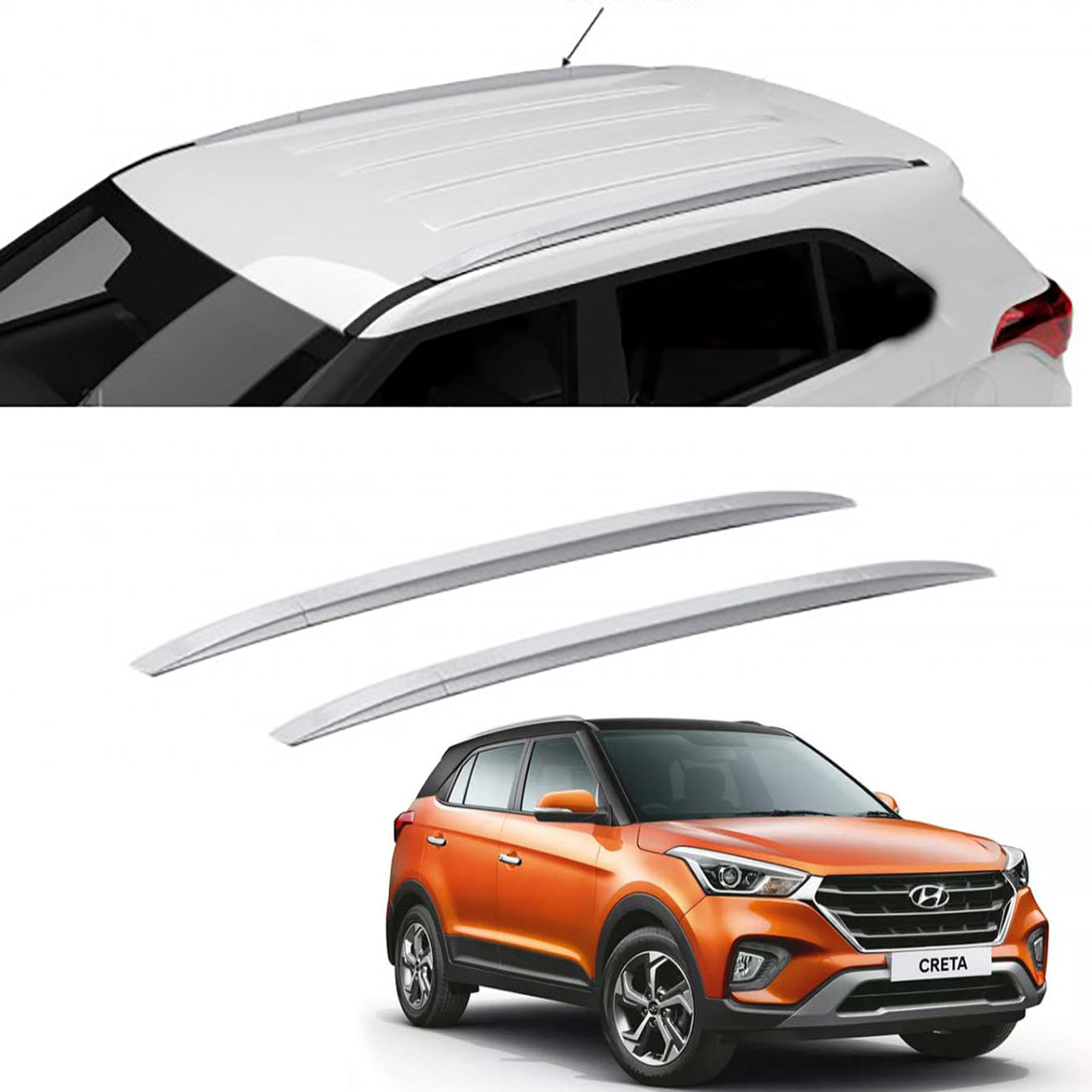 O.E. Type Roof Rail for Creta 2018-2019 (Set of 2)|Silver
