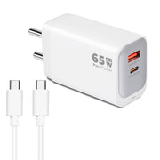 65W GaN Quick Charge 3A Wall Charger with Detachable Type-C to Type-C Cable