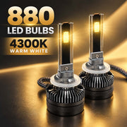 Auto Pearl E45 880/881/H27 LED Headlight Bulb, 4300K Warm White Light, 240W (120W Each), 15000LM, with Rear Cooling Fan