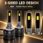 Auto Pearl E45 880/881/H27 LED Headlight Bulb, 4300K Warm White Light, 240W (120W Each), 15000LM, with Rear Cooling Fan