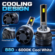 Auto Pearl E45 880/881/H27 LED Headlight Bulb, 6000K, 240W (120W Each), 15000LM, with Rear Cooling Fan