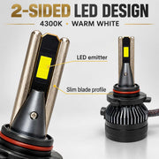 Auto Pearl 9005 E45 LED Headlight Bulb, 4300K, 240W (120W Each), 15000LM, Rear Cooling Fan, Warm White Light