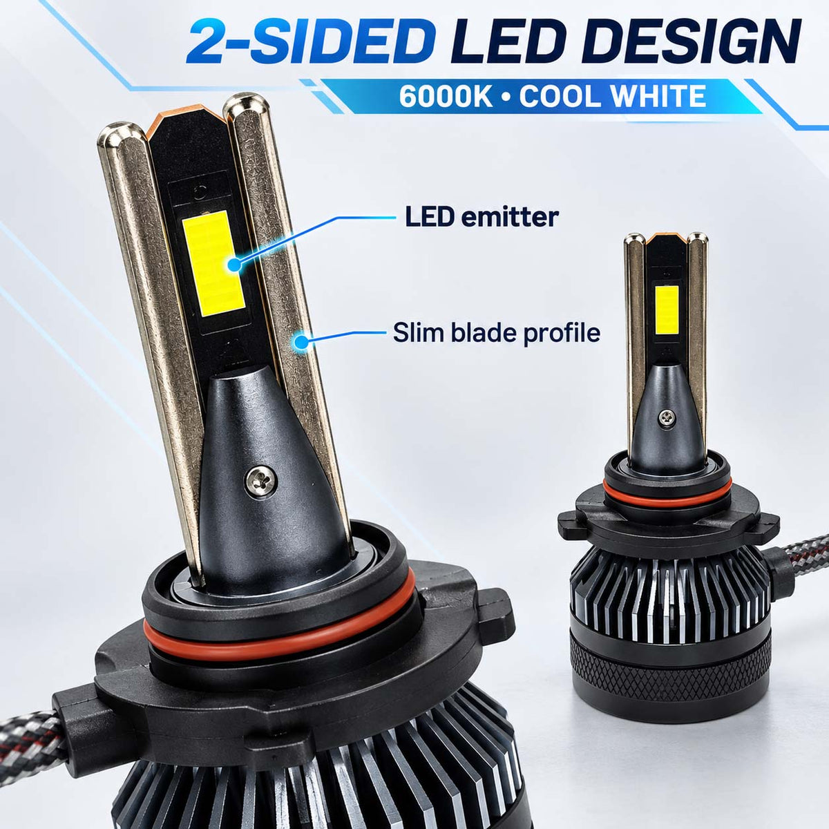 Auto Pearl 9005 E45 LED Headlight Bulb, 6000K, 240W (120W Each), 15000LM, Rear Cooling Fan, Warm White Light