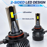 Auto Pearl 9005 E45 LED Headlight Bulb, 6000K, 240W (120W Each), 15000LM, Rear Cooling Fan, Warm White Light