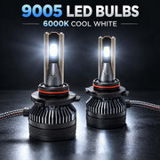 Auto Pearl 9005 E45 LED Headlight Bulb, 6000K, 240W (120W Each), 15000LM, Rear Cooling Fan, Warm White Light