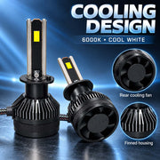 Auto Pearl E45 H1 LED Headlight Bulb, 6000K, 240W (120W Each), 15000LM, Rear Cooling Fan