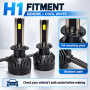 Auto Pearl E45 H1 LED Headlight Bulb, 6000K, 240W (120W Each), 15000LM, Rear Cooling Fan