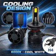 Auto Pearl E45 H4 LED Headlight Bulb, 6000K, 240W (120W Each), 15000LM, with Rear Cooling Fan
